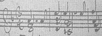 The first two measures of the chaconne from the Second Partita - original autograph