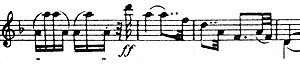 The measure before and the first statement of the first movement octave theme