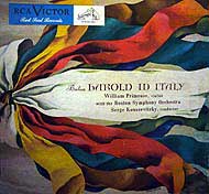 Serge Koussevitzky conducts and William Primrose plays Harold in Italy (Biddulph CD cover)
