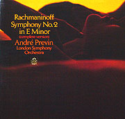 Andre Previn conducts the London Symphony Orchestra in the Rachmaninoff Symphony # 2 - Angel LP cover