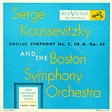 Serge Koussevitzky conducts the Sibelius Symphony # 2 (RCA LP cover)
