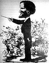 Caricature of Verdi conducting his Requiem in Milan