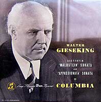 Walter Gieseking plays the Appassionata and Waldstein sonatas (English Columbia LP cover)