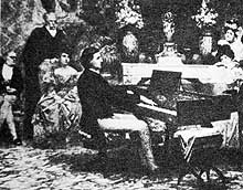 Chopin playing at the home of Prince Radziwill, 1829 (Painting by H. Siemiradzki