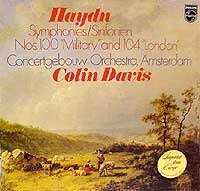 Colin Davis conducts the Concertebouw Orchestra in the Haydn Military Symphony (Philips LP cover)