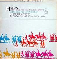 Otto Klemperer conducts the Philharmonia Orchestra in the Haydn Military Symphony (Angel LP cover)