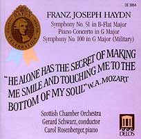 Gerard Schwarz conducts the Scottish Chamber Orchestra in the Haydn Military Symphony (Delos CD cover)