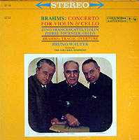 Zino Francescatti and Pierre Fournier play the Double Concerto, Bruno Walter conducting (Columbia LP cover)