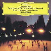Seiji Ozawa and the Boston Symphony play Ives's Fourth Symphony (DG LP cover)
