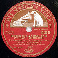 Barbirolli conducts the Italian Symphony (HMV 78 label)