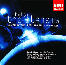 Rattle conducts The Planets, Pluto and Four Sateriods (EMI CD cover)