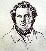 Schubert in 1821 - sketch by Leopold Kupelweiser
