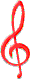 treble clef colored in symbolic red
