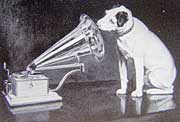 Nipper, the iconic image of the phonograph (His Master's Voice), seen in Francis Barraud's famous painting