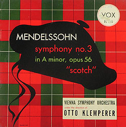 Klemperer conducts the Mendelssohn Symphony # 3 (Vox LP cover)
