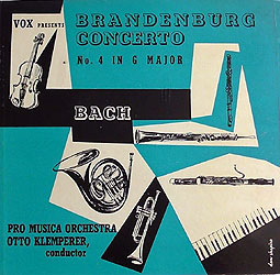 Klemperer conducts the Bach Brandenburg Concerto # 4 (Vox 78s cover)