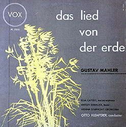 Klemperer conducts Mahler's Das Lied von der Erde (Vox LP cover)