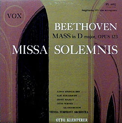 Klemperer conducts the Beethoven Missa Solemnis (Vox LP cover)
