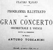 Program for Toscanini's first concert - Turin, 1896