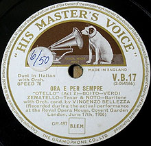 1926 recording of Otello (HMV 78)