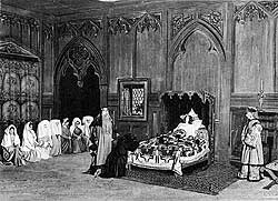 Original scenic design by Lucien Jusseaume for Act V, Scene 1