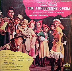 The 1954 MGM recording of the Theatre de Lys production of the Threepenny Opera (LP cover)