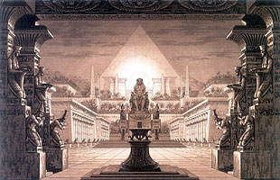 Schinkel stage design -- Inside the Temple